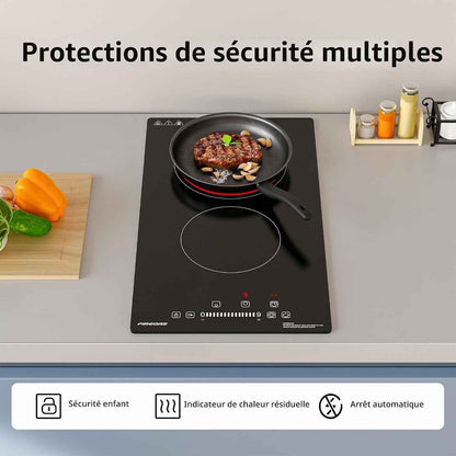 Plaque Vitrocéramique 2 Feux Encastrable – 3400W, 9 Niveaux De Puissance, Minuteur, Arrêt Automatique, Verrouillage Enfant, Indication De Chaleur Résiduelle