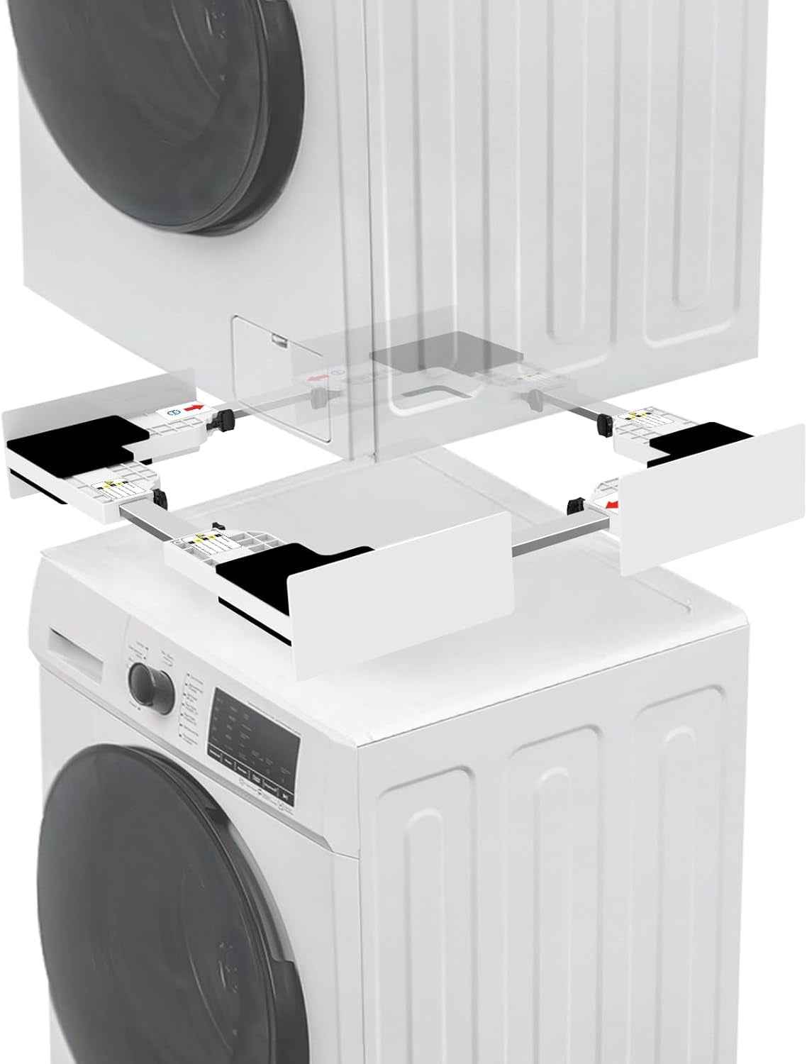 Universel Kit De Superposition Pour 46-66Cm Lave-Linge Et Sèche-Linge | Kit D’Empilage Pour Machine À Laver, Cadre Intermédiaire Pour Laver, Sèche-Linge Kit Intermédiaire Avec Sangles À Cliquet