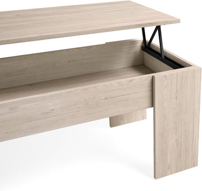 Table Basse Relevable Bois Clair. 100 X 45 X 50 Cm. Table De Salon Avec Compartiment Moderne. Table Basse Avec Plateau Relevable
