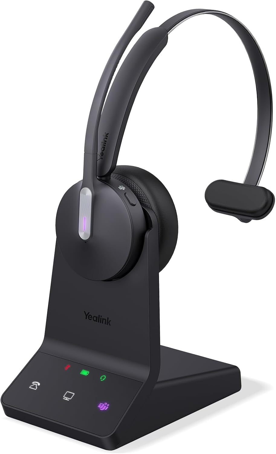 WH64 Casque Sans Fil DECT & Bluetooth, Casque Avec Microphone | Mono,Certifié Teams,185M Portée,3 Micros Antibruit,26H Conversation,Casque Pour Téléphone Ip,Pc,Laptop