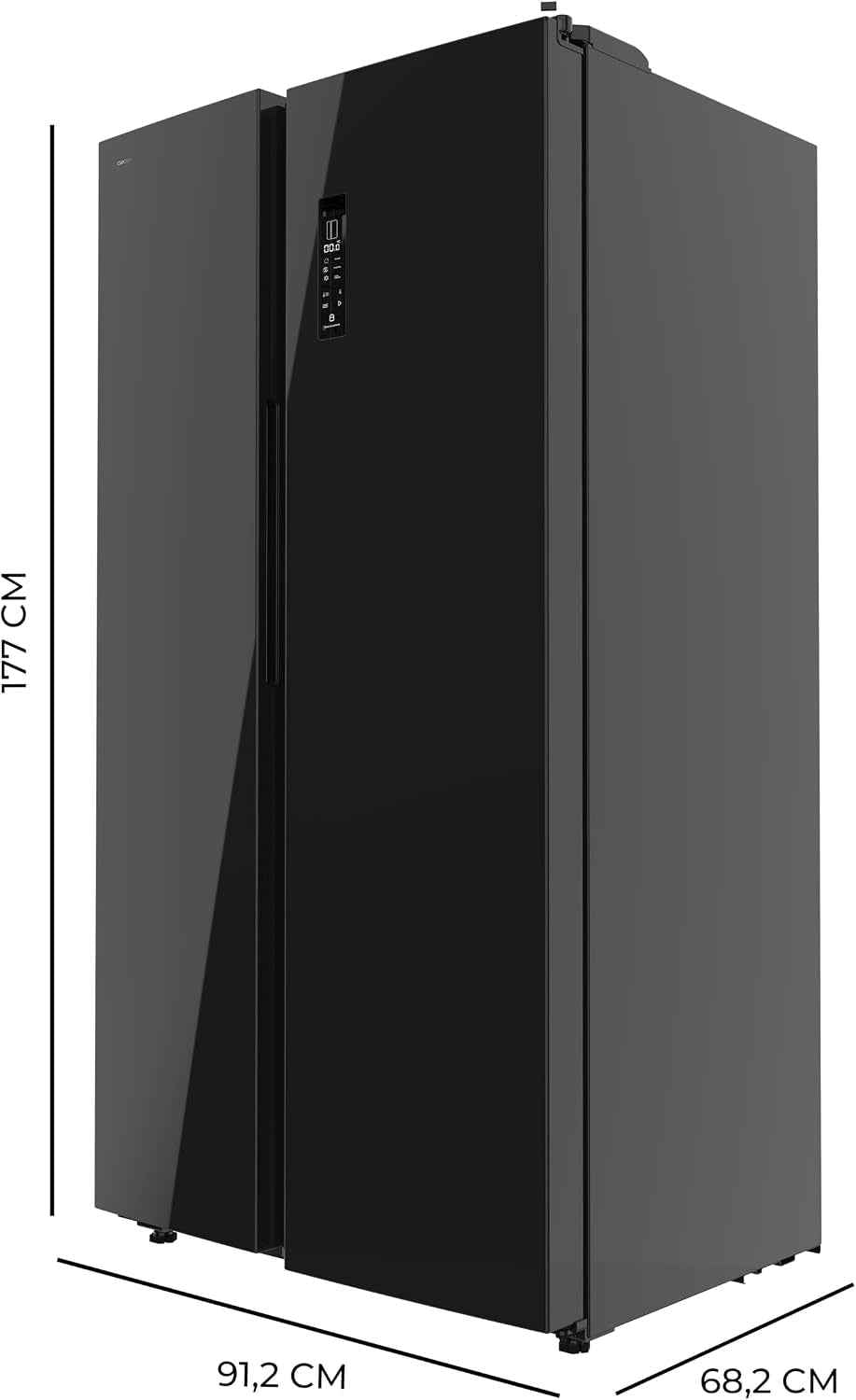 Réfrigérateur Américain De 550 Litres Bolero Coolmarket SBS 550 Glass E. 177 Cm De Hauteur Et 90 Cm De Largeur, Système Multi Air Flow, No Frost Total, Moteur Inverter Plus