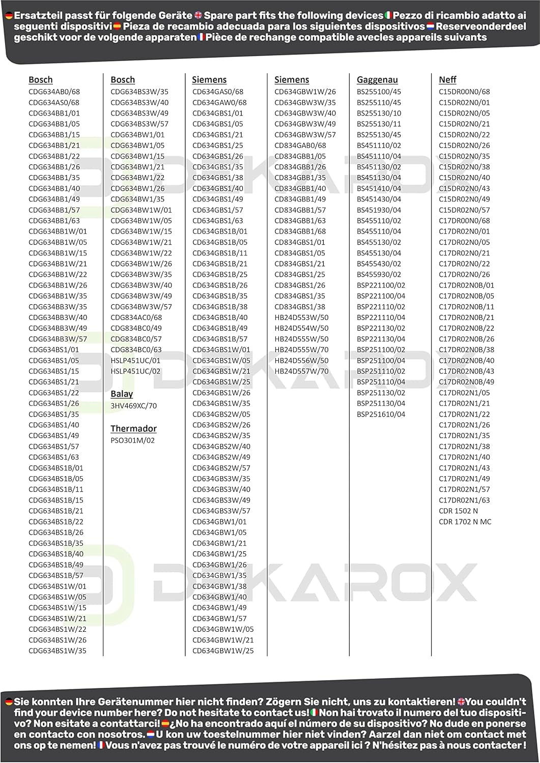 DEKAROX Réservoir D'Eau Pour Four À Vapeur Bosch Siemens Neff 00791032 791032
