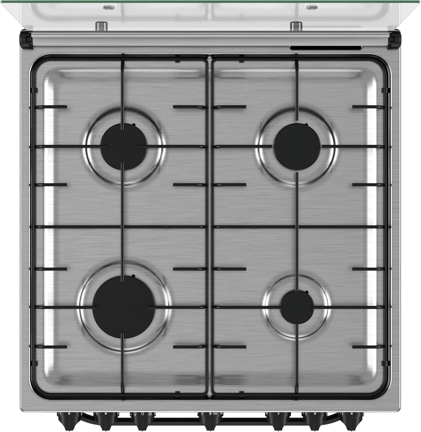 Hot Point Cuisine À Gaz Avec Four Électrique 60 X 60 X 84 Cm Inox À Installation Libre Avec 4 Feux, Four Ventilé Et Cuisson À La Vapeur Classe A