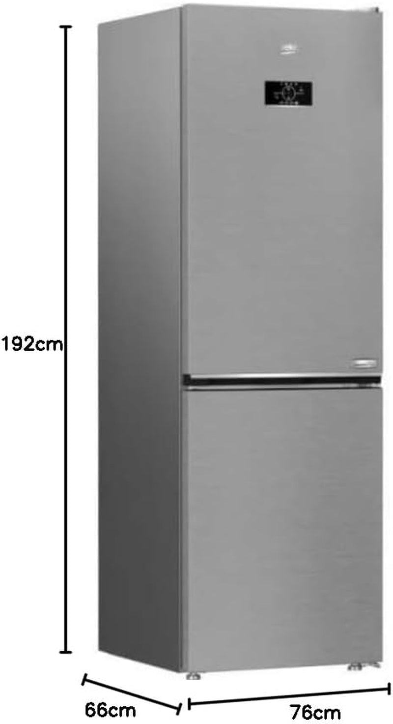 Congelateur Armoire Réfrigérateur Combiné BEKO - B3RCNE364HXB - 316 Litres - L66 Cm - Métal Brossé- 37 Db
