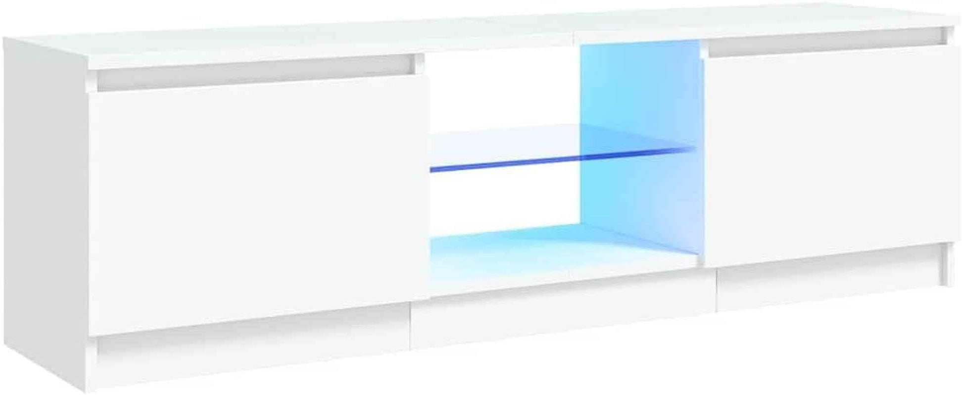 Meuble TV Avec Lumières LED Blanc 120X30X36 Cm