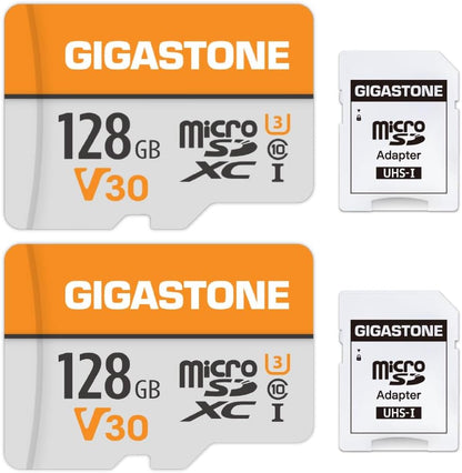 Lot De 2 Cartes Mémoire 128 Go Micro SDXC, Compatible Avec Gopro Caméra Drone Tablette Samsung Sony, Haute Vitesse Pour 4K UHD Vidéo, A1 U3 C10 Avec Mini Étui Et Adaptateur SD.