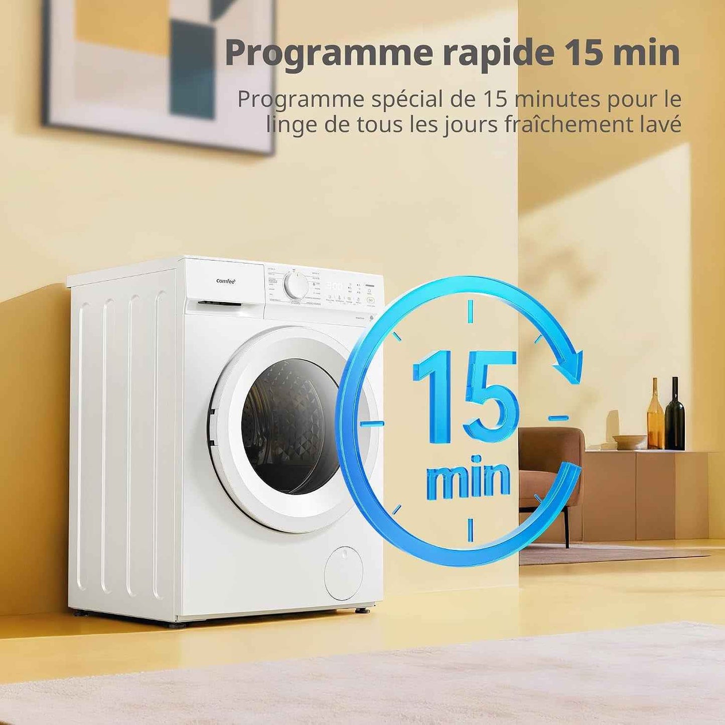 ' Machine À Laver 8KG Classe A-10% 1400RPM Smart Wash CF08EWP05W | Steam Wash, Woolmark, Élimination Des Poils D'Animaux, Rapide 15', Sports, Nettoyage Du Tambour, Parfum+
