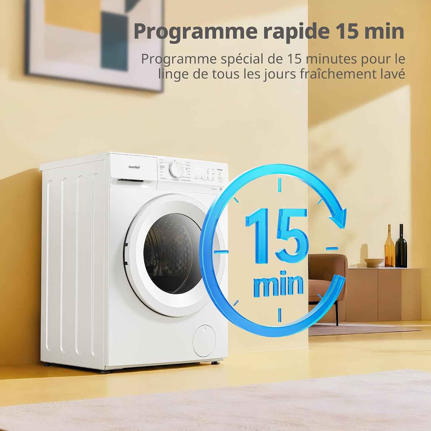 ' Machine À Laver 8KG Classe A-10% 1400RPM Smart Wash CF08EWP05W | Steam Wash, Woolmark, Élimination Des Poils D'Animaux, Rapide 15', Sports, Nettoyage Du Tambour, Parfum+