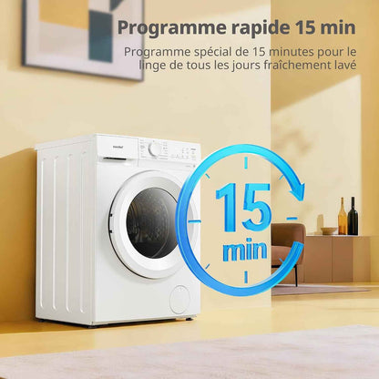 ' Machine À Laver 8KG Classe A-10% 1400RPM Smart Wash CF08EWP05W | Steam Wash, Woolmark, Élimination Des Poils D'Animaux, Rapide 15', Sports, Nettoyage Du Tambour, Parfum+