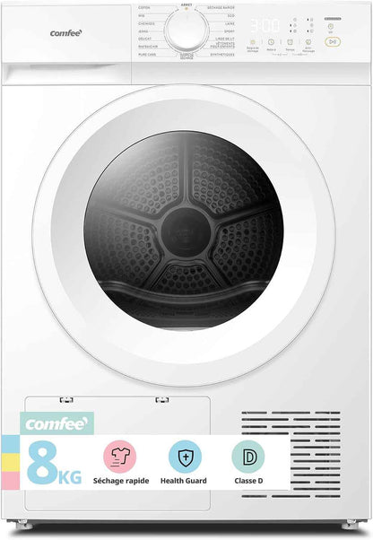 ' Sèche Linge Pompe À Chaleur 8KG Classe D Smart Dry CD08EHP05W | Séchage Rapide, Élimination Des Poils D'Animaux, 15 Programmes, Fonction Anti-Rides, Fonction Rafraîchissante, Blanc