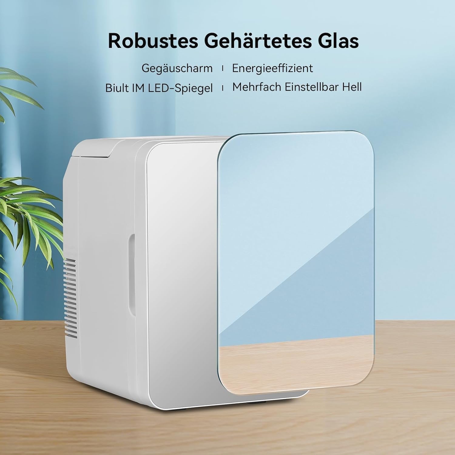 YOURLITE Mini Frigo De Chambre 2 En 1 10 Litres Avec Miroir, Refroidissement Et Chauffage Mini Réfrigérateur Portable AC/DC Convient Pour Conserver Les Aliments, Adapté Pour Chambre À Coucher, Bureau