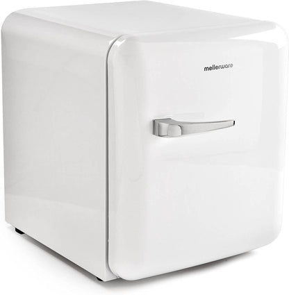- Mini Réfrigérateur Freezy | Classe A+ | Température Réglable | Design Vintage Américain | Petit Réfrigérateur À Porte Unique | 2 Compartiments + 1 Vertical Eau Ou Vin | Blanc