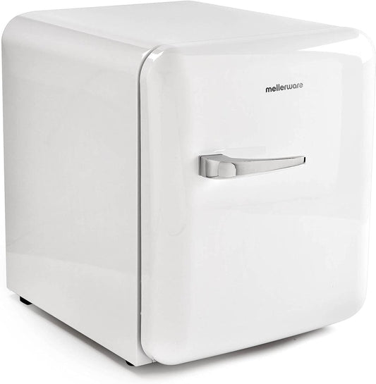 - Mini Réfrigérateur Freezy | Classe A+ | Température Réglable | Design Vintage Américain | Petit Réfrigérateur À Porte Unique | 2 Compartiments + 1 Vertical Eau Ou Vin | Blanc