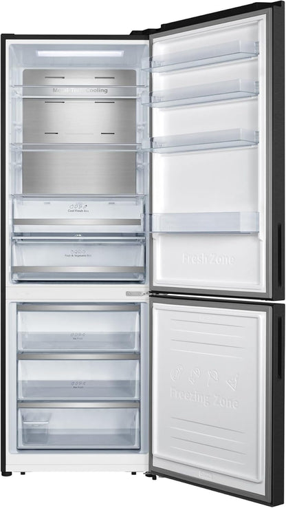 Hisense RB645N4BFE, Réfrigérateur Combiné, 489L, Classe E, Black Inox, Affichage