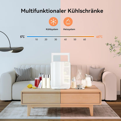YOURLITE Mini Frigo De Chambre 2 En 1 10 Litres Avec Miroir, Refroidissement Et Chauffage Mini Réfrigérateur Portable AC/DC Convient Pour Conserver Les Aliments, Adapté Pour Chambre À Coucher, Bureau