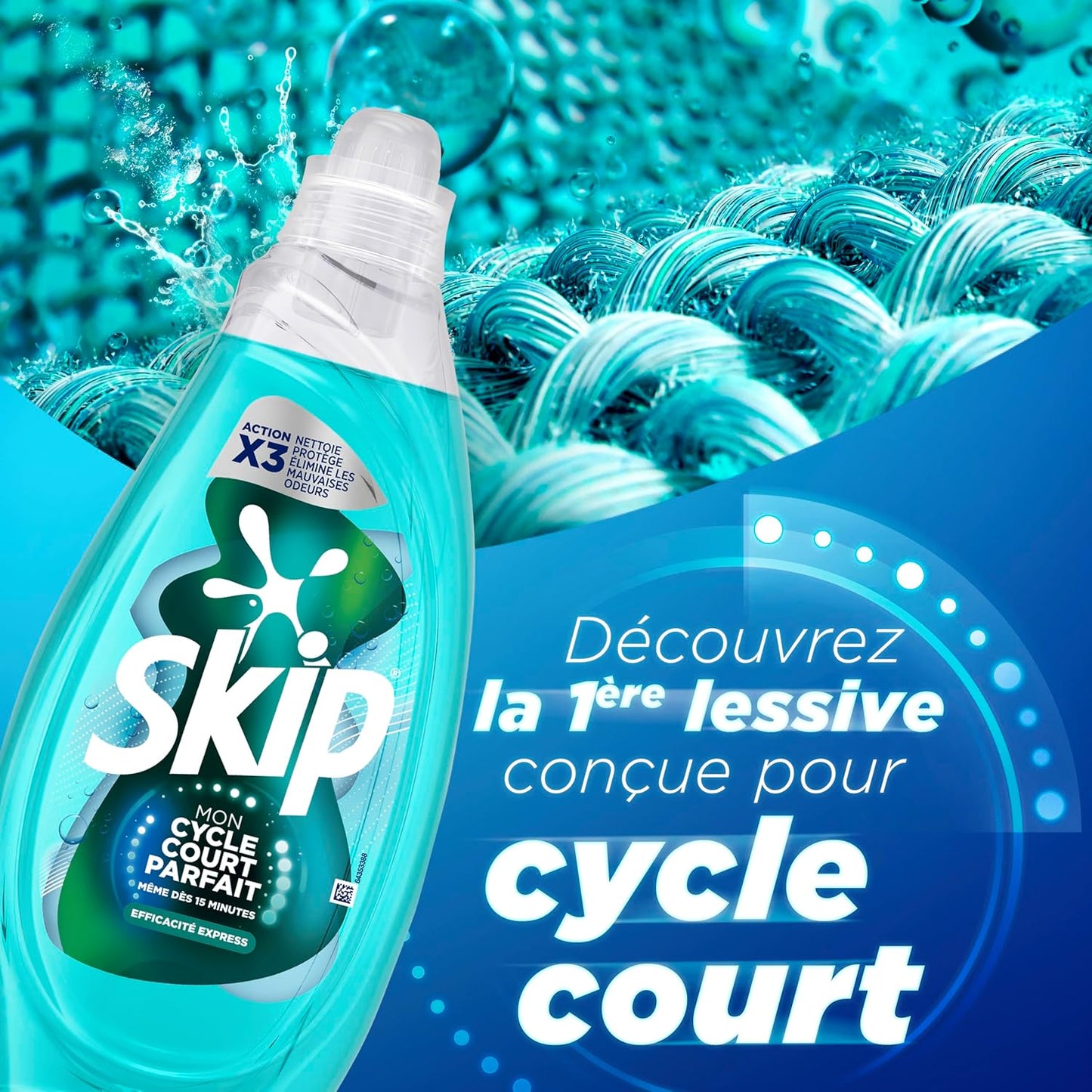 Lessive Liquide Mon Cycle Court Parfait Efficacité Express - 37 Lavages - 1Ère Lessive Conçue Pour Cycle Court, Efficace Dès 15 Minutes