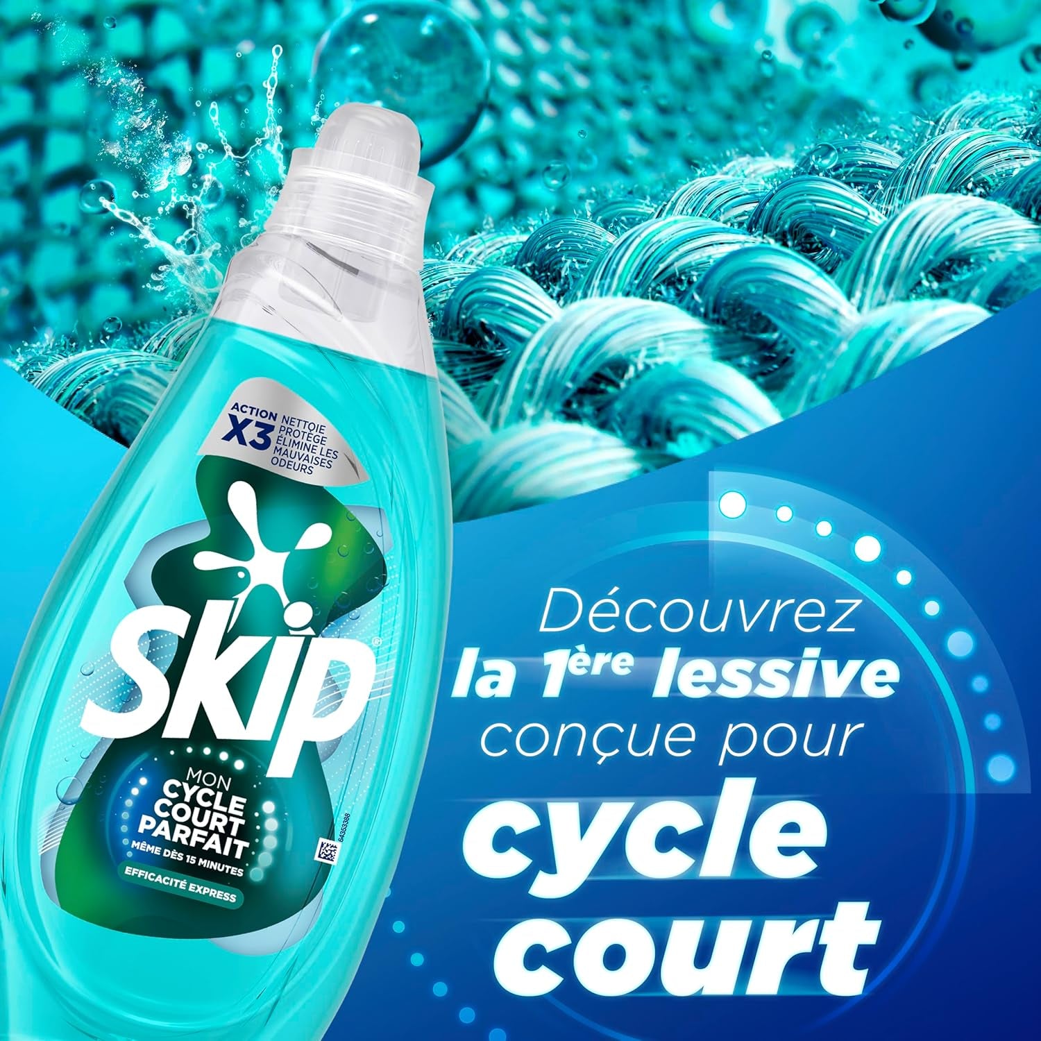 Lessive Liquide Mon Cycle Court Parfait Efficacité Express - 37 Lavages - 1Ère Lessive Conçue Pour Cycle Court, Efficace Dès 15 Minutes