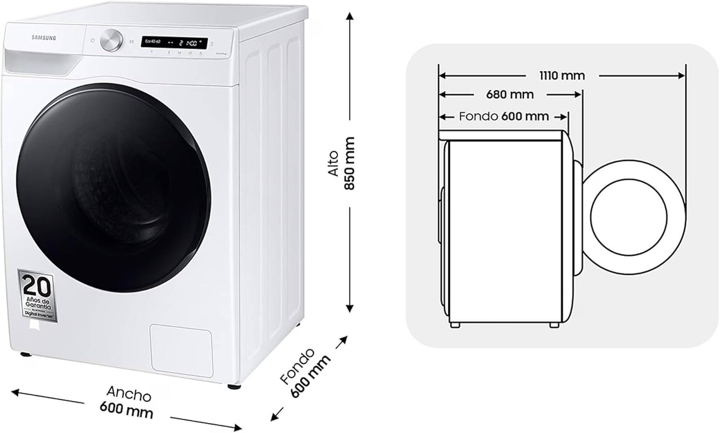 Appliances WD10T534DBW / S3 Laveuse Sécheuse 10 Kg, 1400 Tr/Min, Blanc