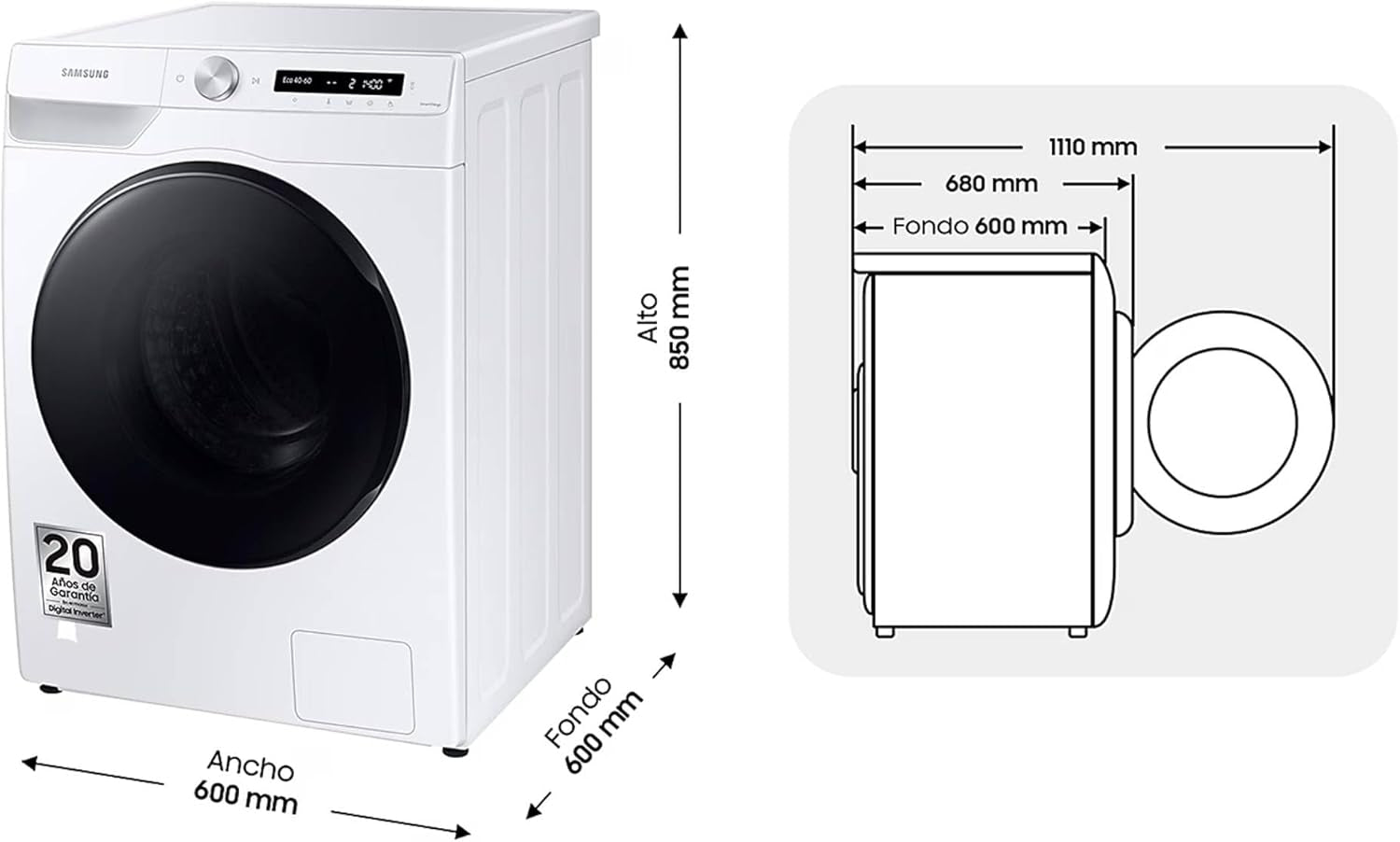 Appliances WD10T534DBW / S3 Laveuse Sécheuse 10 Kg, 1400 Tr/Min, Blanc