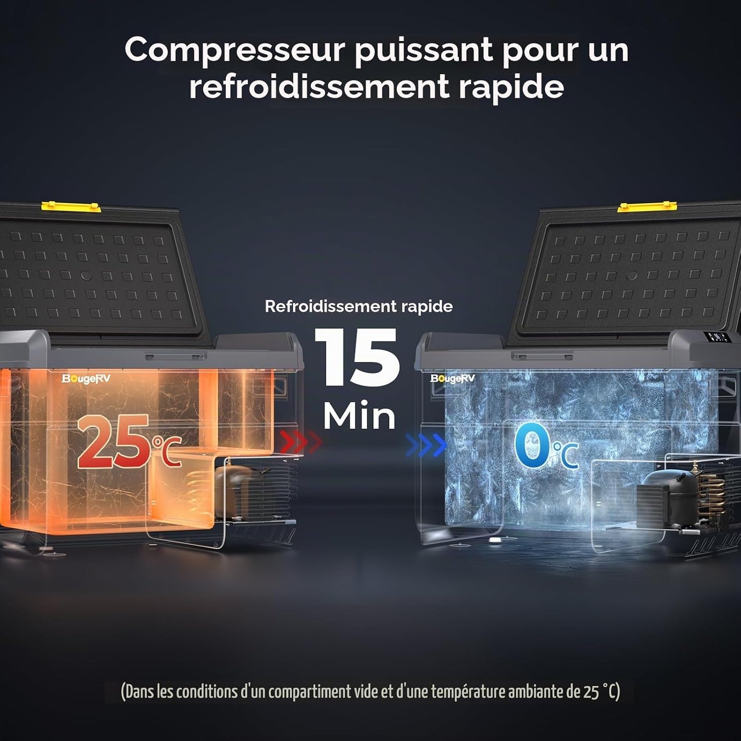 CRS 50L Glacière À Compresseur Étanchéité IPX4 Congélateur Réfrigérateur À Compression 12/24V 220V Pour Voiture Camping Voyage Bateau Contrôle APP -20℃~20°C