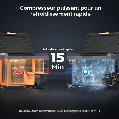 CRS 50L Glacière À Compresseur Étanchéité IPX4 Congélateur Réfrigérateur À Compression 12/24V 220V Pour Voiture Camping Voyage Bateau Contrôle APP -20℃~20°C