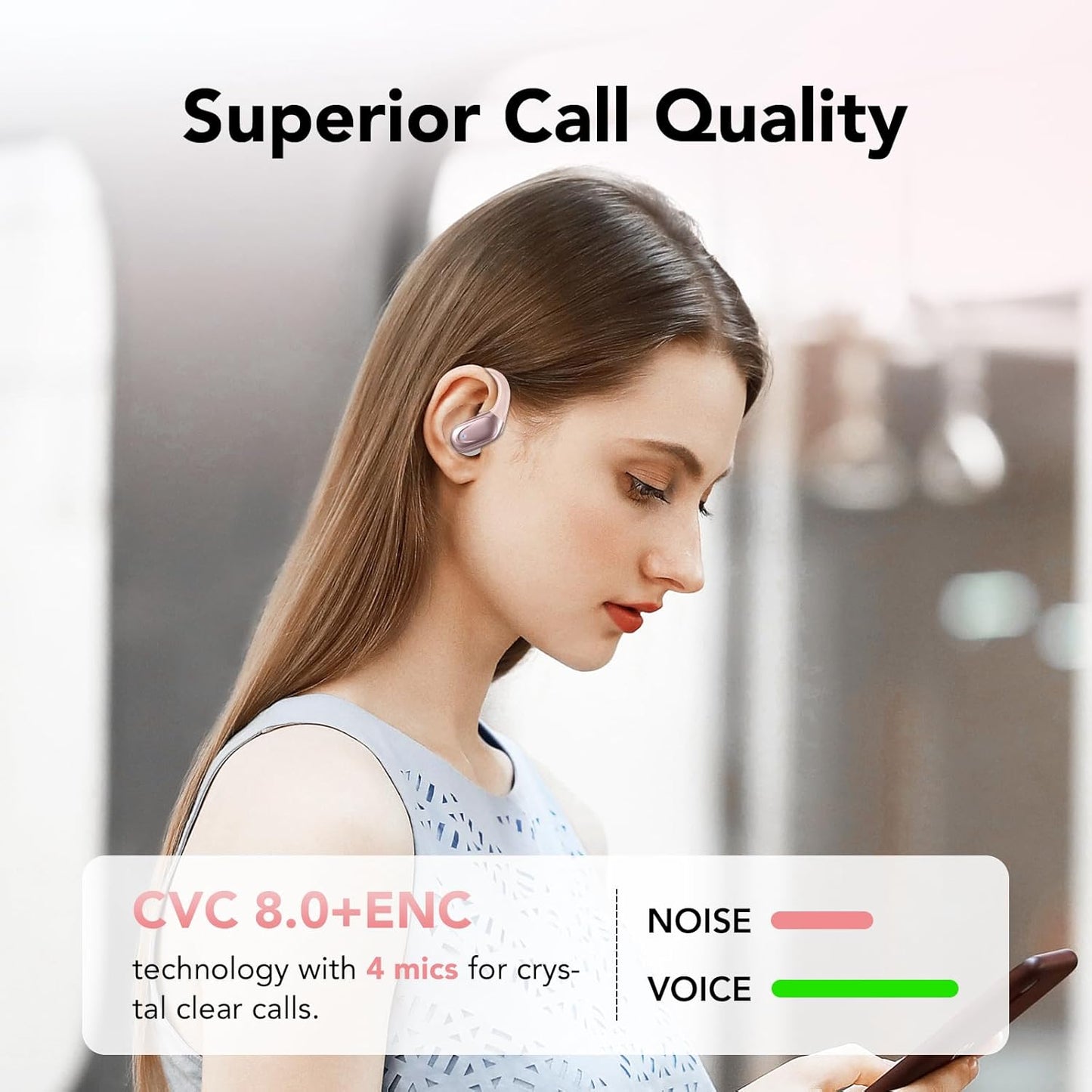 Ecouteurs Bluetooth Sans Fil, Casque Bluetooth 5.3, 60 Heures Avec Affichage LED, Appel ENC HD, Basses Profondes, Ajustement Confortable, IPX7 Étanche Casque Sport(Or Rose).