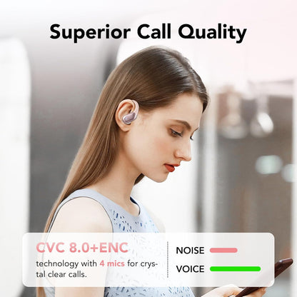 Ecouteurs Bluetooth Sans Fil, Casque Bluetooth 5.3, 60 Heures Avec Affichage LED, Appel ENC HD, Basses Profondes, Ajustement Confortable, IPX7 Étanche Casque Sport(Or Rose).