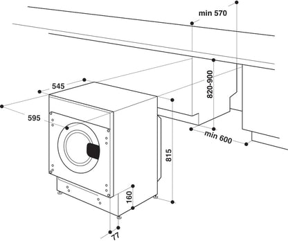 HOTPOINT ARISTON Lave Linge Encastrable BIWMHG81485EU, 8 Kgs, 1400Tr/Mn,