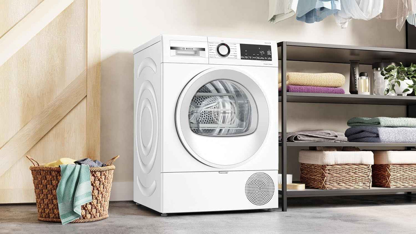 Bosch WQG133DTFR, Série 6, Sèche Linge, Pompe À Chaleur, 8 Kg, Blanc