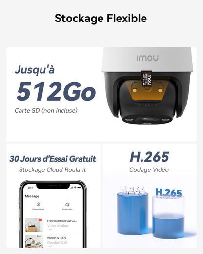 3K(5MP) Lot De 2 Caméras Surveillance Wifi Extérieure 360° | Vision Nocturne Couleur 30M, Détection De Personne/Véhicule, Suivi Intelligent, IP66, Wifi 2.4Ghz/Wifi 6,Audio Bidirectionnel