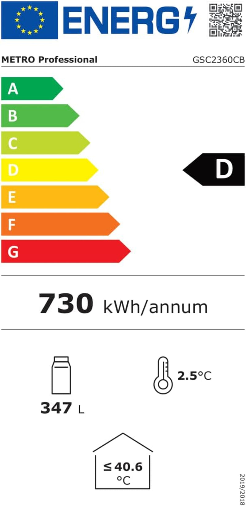 Réfrigérateur À Boissons/Frigo Vitré GSC2360CB, 62 X 64.6 X 193.5 Cm, 347 L, Froid Ventilé, 180 W, Avec Serrure, Noir