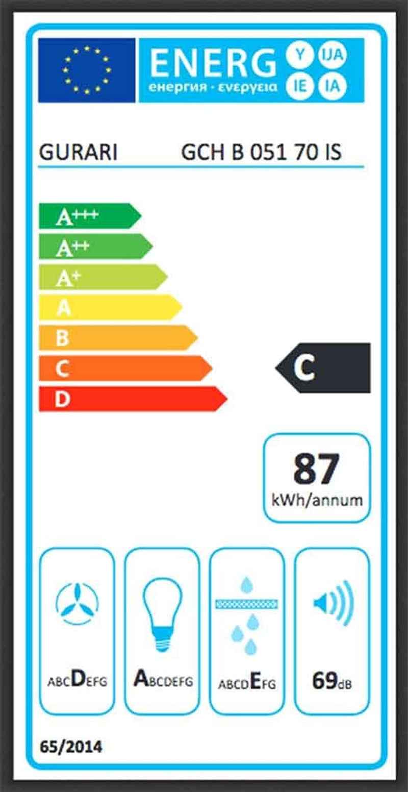 GCH B 051 70 IS Hotte Encastrable 70 Cm, Acier Inoxydable, 1000 M³/H, Hotte Aspirante, Hotte Aspirante, Hotte À Recirculation.
