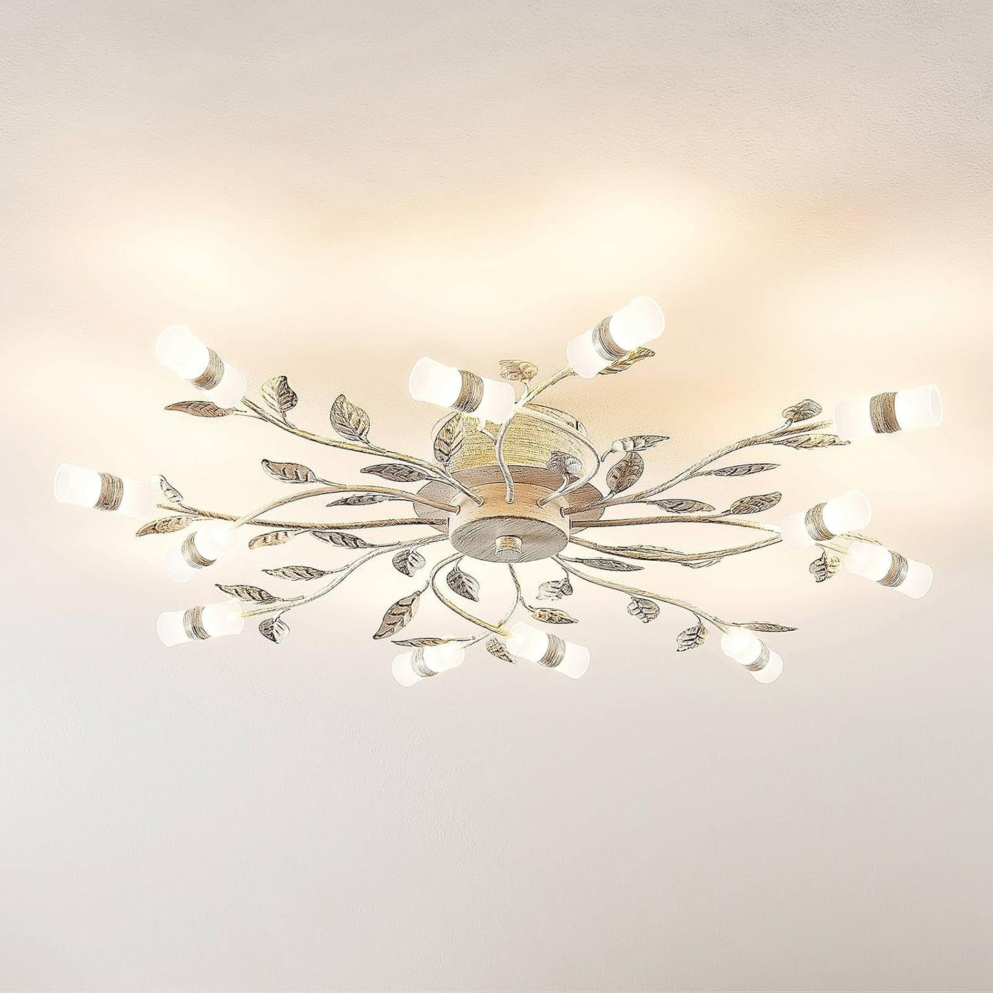 LED Plafonnier Bolonia (Traditionnel) En Bronze Métal E. A. Pour Salon & Salle À Manger (À 12 Lampes,), Eclairage Lampe Luminaire Plafond Eclerage