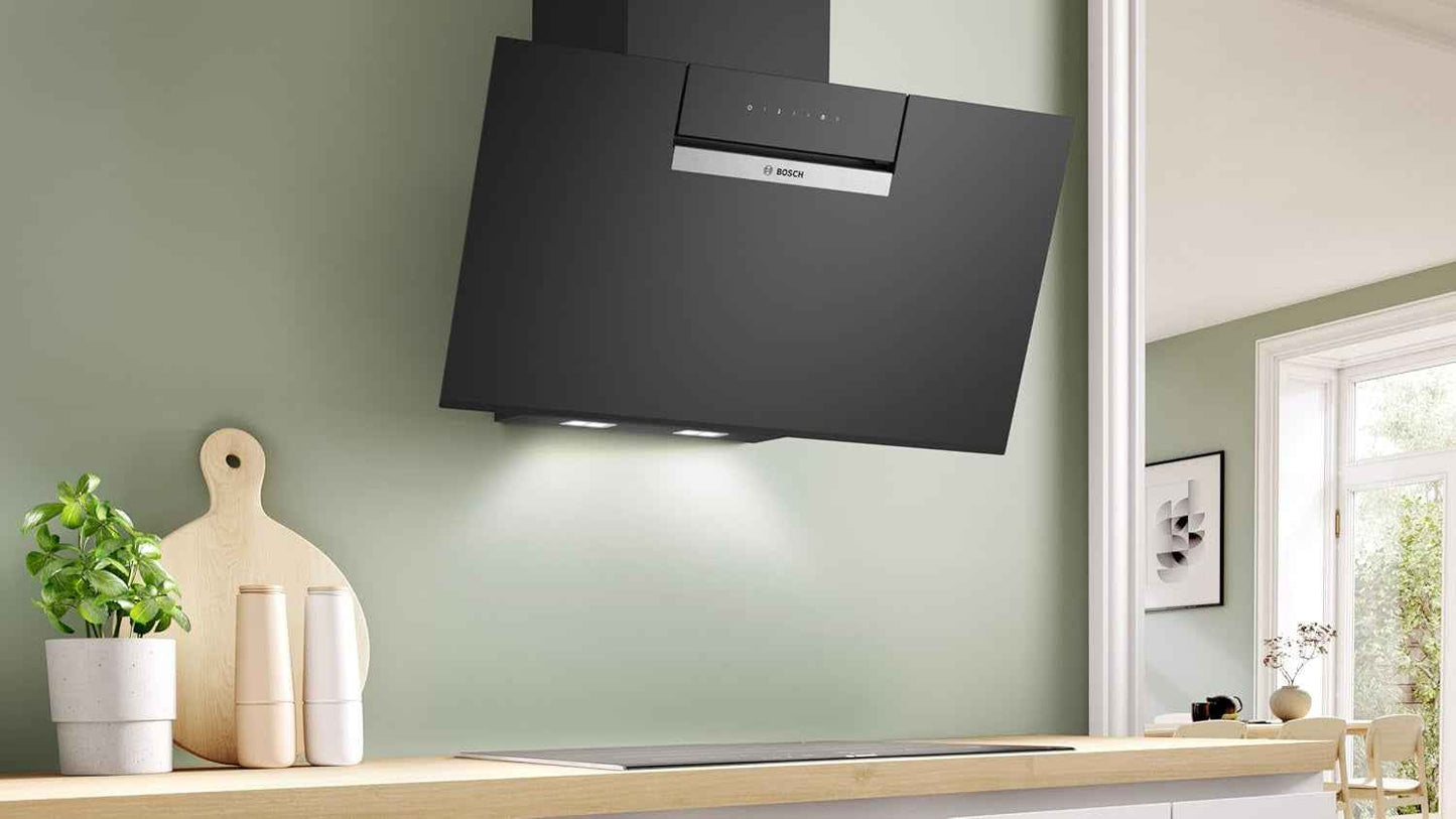 Bosch DWK87FN60 Série 4 - Hotte Murale, Température D'Éclairage | 80 Cm, Noir, Home Connect, Silentpowerdrive, Commande Vocale Avec Alexa