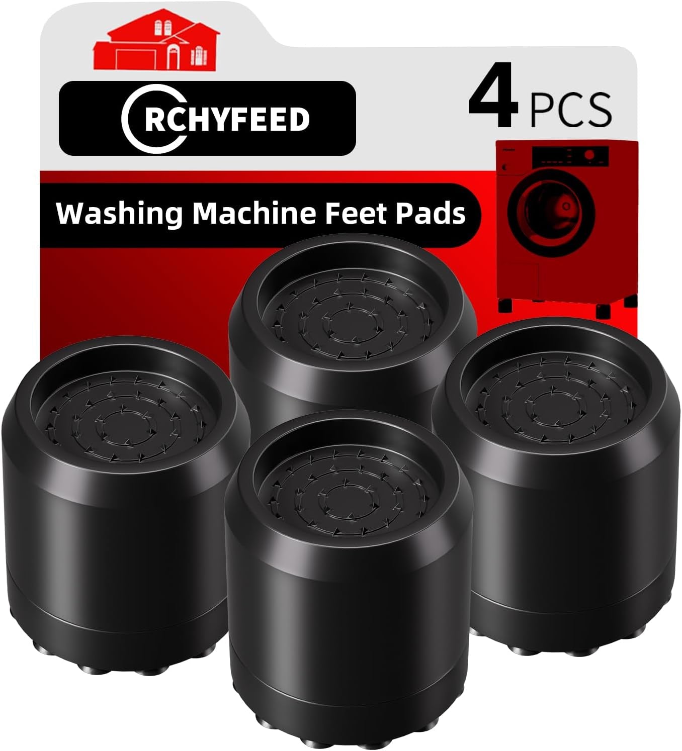 Lot De 4 Amortisseurs De Vibrations Universels Pour Machine À Laver Et Sèche-Linge - Anti-Vibrations - Pour Machine À Laver Et Sèche-Linge - Réfrigérateur (Noir)