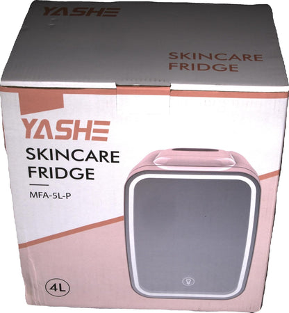 Mini Frigo Pour Chambre, Frigo Skincare Avec Miroir LED, Petit Frigo De 4L Portable, Thermoelectrique Chauffe & Refroidisseur 220V AC / 12V DC Pour Voiture, Bureau, Dortoir (Rose)