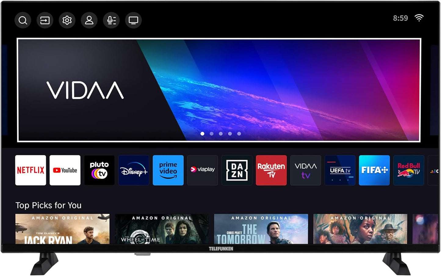 QLED VIDAA QF40VP750S Téléviseur Full HD 40" HDR Avec Triple Tuner Intégré LED Noir