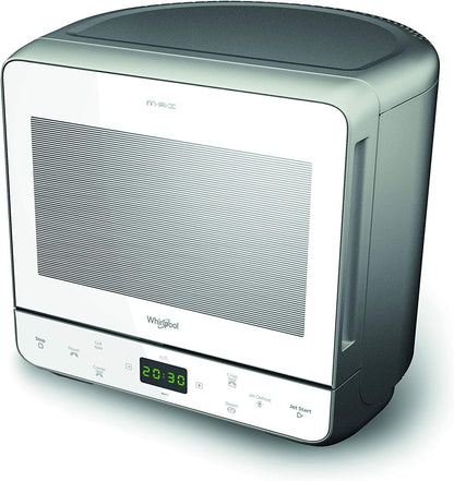 Whirlpool Max 39 WSL - Four À Micro-Ondes Et Grill, 13 Litres, Argenté, Avec Cuit-Vapeur, Grille Haute, Assiette Avec Poignée Amovible Pour Fonction Crisp, Silencieux (0 Décibel), En Acier, Blanc