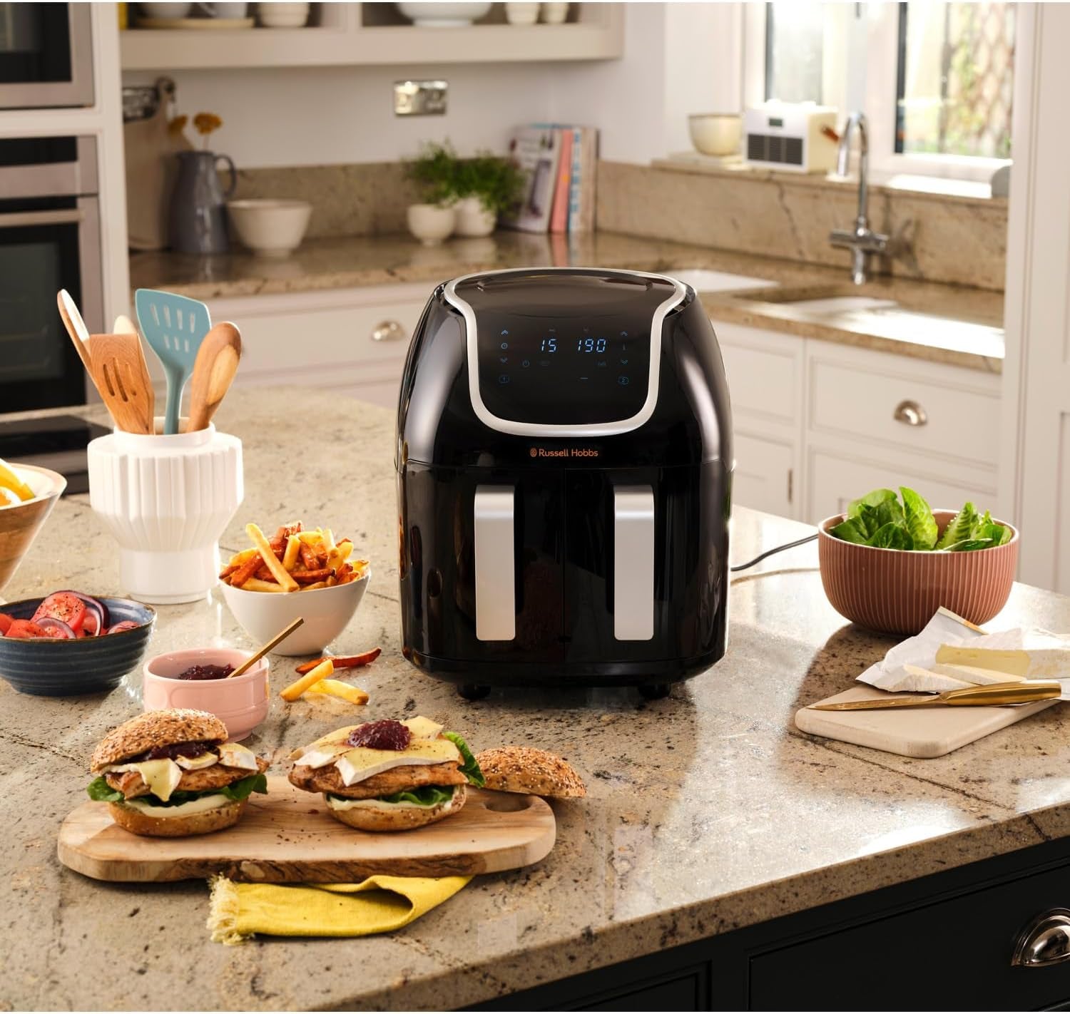 Air Fryer Double Tiroir [2 Paniers 4,25L Ou 8,5L Au Total ] Satisfry Snappi (8 En 1, Écran Tactile, Synchronisation Des Temps De Cuisson, Ajouts D'Aliments) Friteuse Sans Huile 27290-56