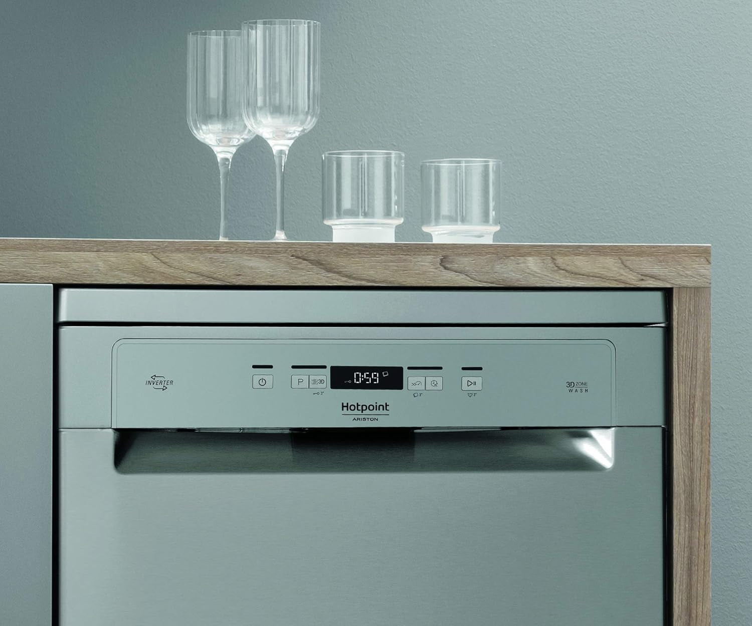 Hotpoint HFC 3C26 CW X, Lave-Vaisselle Vertical, 14 Places, Troisième Panier, Inox