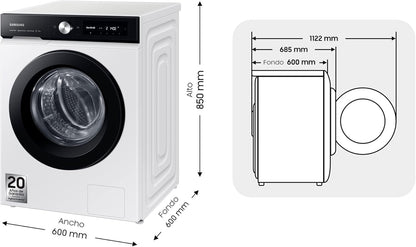 Machine À Laver Avec Technologie Spacemax™, 11 Kg, 1 400 Tr/Min, Efficacité Énergétique A, Intelligence Artificielle Et Smartthings™, AI Ecobubble, Doseur Automatique, Programmes De Vapeur,