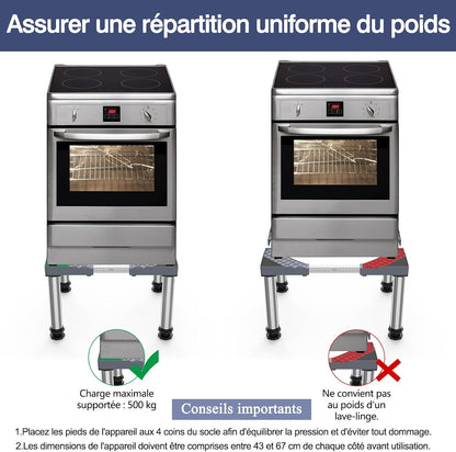 Mini Base De Réfrigérateur Support Électroménager Réglable Hauteur 33-36 Cm, Base De Lave-Vaisselle 45-67 Cm Avec 4 Pieds Robustes, Charge 200 Kg Pour Sécheuse Armoire De Réfrigérateur Gris