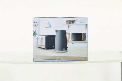 Nordic Micro-Ondes Numérique 20 L, 6 Niveaux De Fonctionnement, 800 W Puissance, Minuterie 30 Min, Nettoyage Facile, Mode Dégivreur, Design Moderne, Poignée Effet Bois, Gris Mat