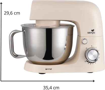 Robot Pâtissier 1500W – Robot Cuisine Multifonction 5L Bol Inox – 10 Vitesses + Pulse – Pétrin, Fouet, Batteur – Robot Pour Gâteau, Pain – Couvercle Anti-Éclaboussures Avec Séparateur D’Œuf