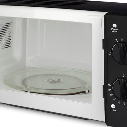 Micro-Ondes Compact 20L VIO6B Noir, Puissant 700W, Plateau Tournant 24,5Cm, Multifonction 5 Niveaux De Chauffe Et Fonction Décongélation, Minuterie Jusqu'À 30Min, Rapide, Plan De Travail