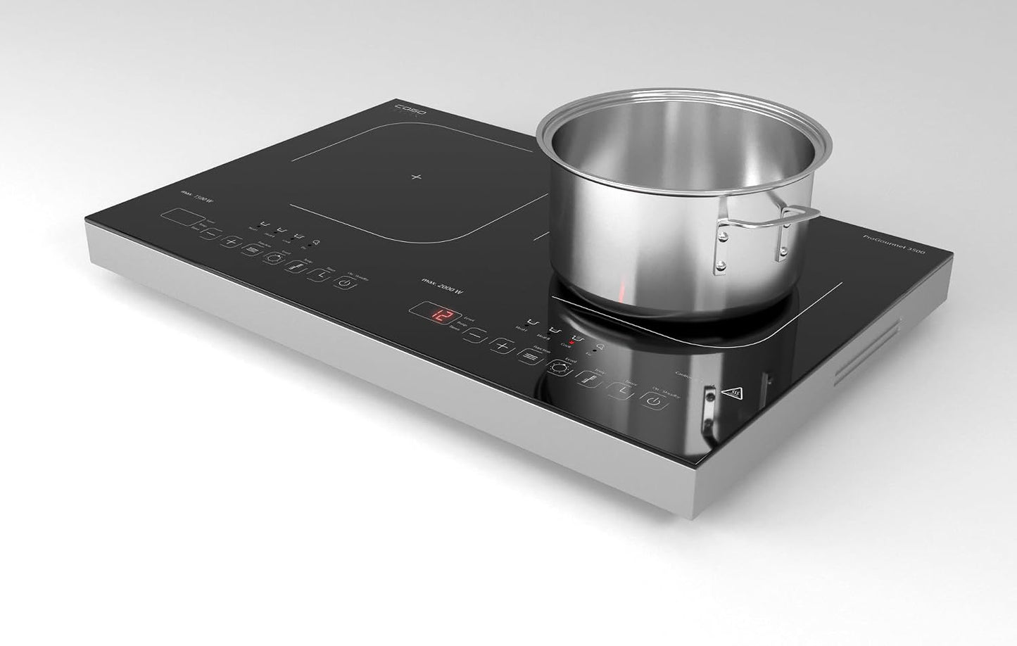 Progourmet 3500 Plaque De Cuisson À Induction Double Mobile, 3500 W Powersharing, 60-240 °C, 4 Fonctions, Minuterie 180 Min, Casseroles Jusqu'À 24 Cm, Vitrocéramique
