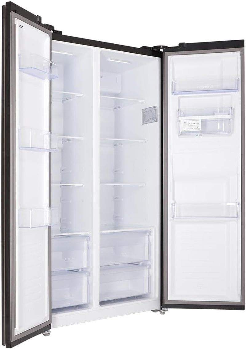 Respekta Réfrigérateur-Congélateur Côte À Côte Avec Distributeur D'Eau En Acier Noir AC178BSWS-18 / H:178 Cm, L:91 Cm/Compartiment Réfrigérateur De 326 L, Congélateur De 174 L, No Frost