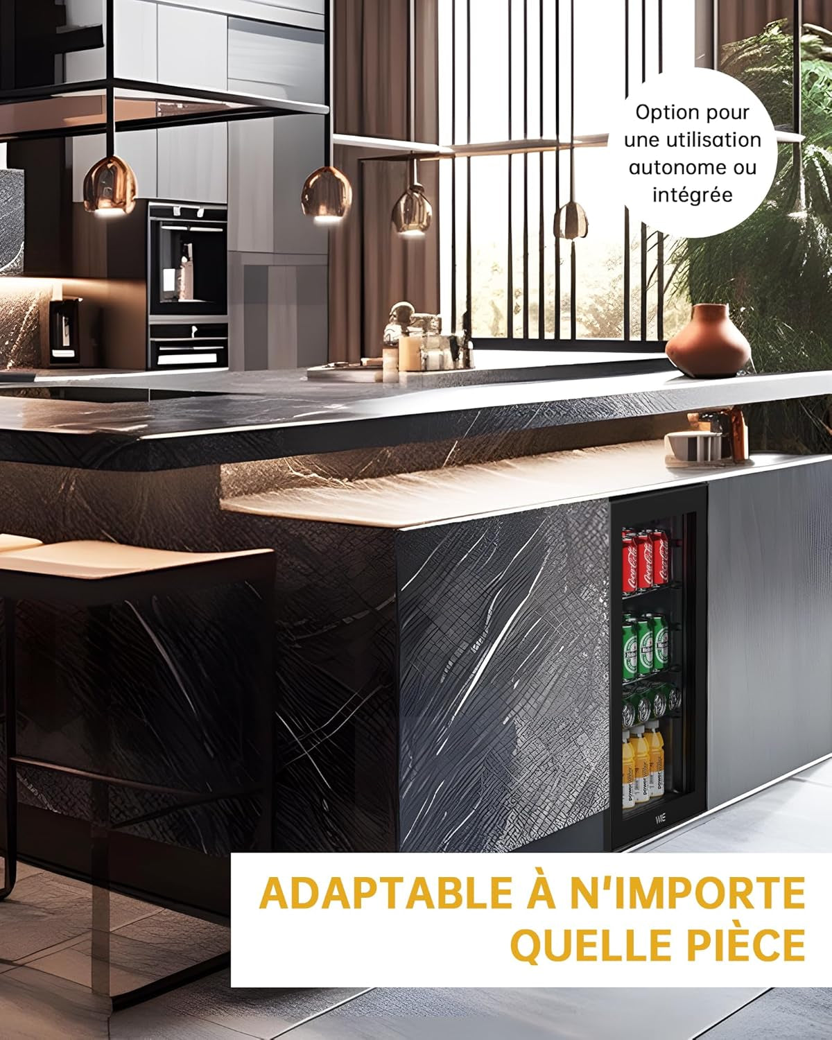 Mini Réfrigérateur Boissons 63L Mini Frigo De Chambre Avec Double Porte Vitrée, Etagères Réglables, Silencieux Petit Frigo Pour Maison/Chambre/Bureau/Cuisine