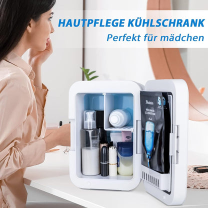 YOURLITE Mini Frigo De Chambre 2 En 1 4 Litres, Refroidissement Et Chauffage, Mini Réfrigérateur Portable AC/DC Convient Pour Conserver Les Aliments, Adapté Pour Chambre À Coucher, Bureau