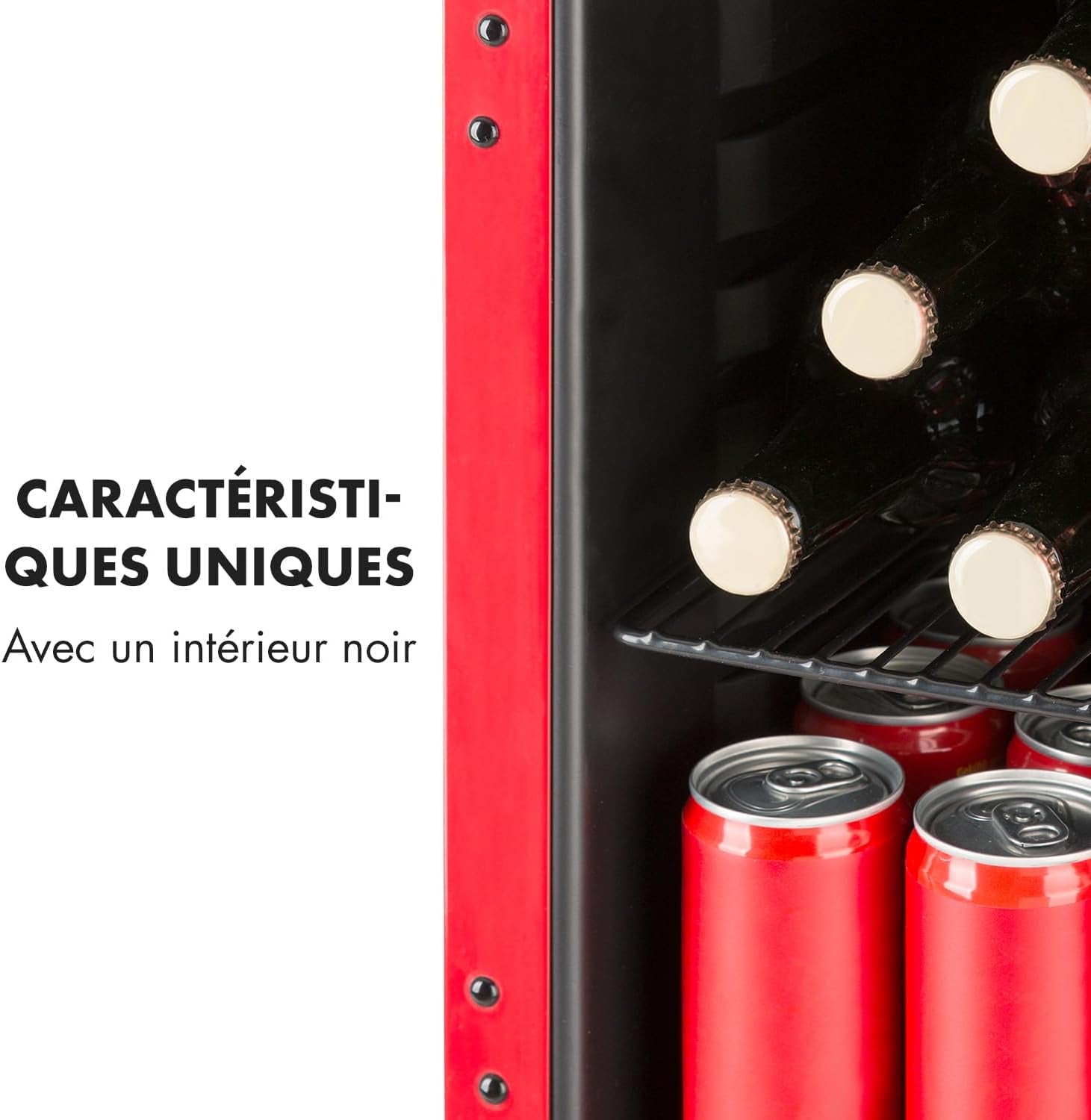 Poplife Refroidisseur De Boissons - Mini-Bar, Réfrigérateur Rétro, 0-10°C, Seulement 39 Db, 48 L, Écologique, Porte À Double Vitrage, Design Rétro, Rouge
